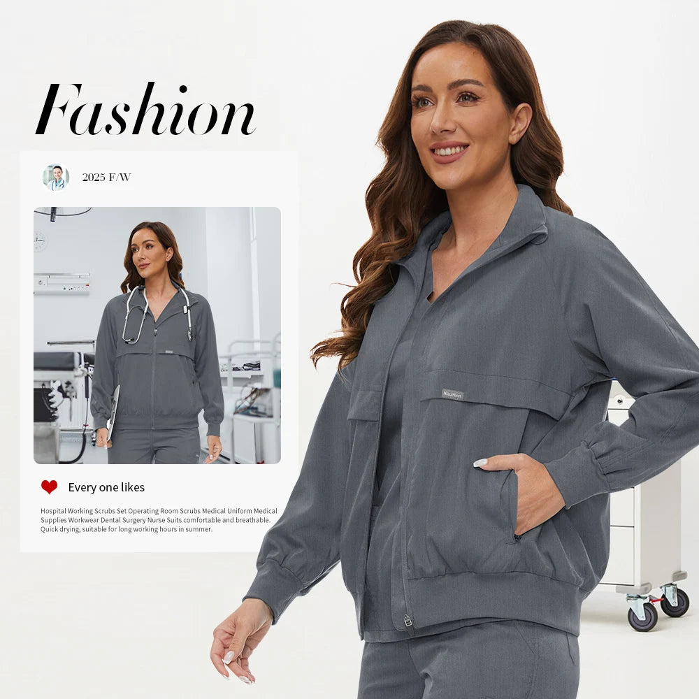 Clinical Jacket Medical Uniforms Women Hospital Pet Grooming Workwear Surgery Coat Doctor Costume Unisex Nurse Surgical Jackets