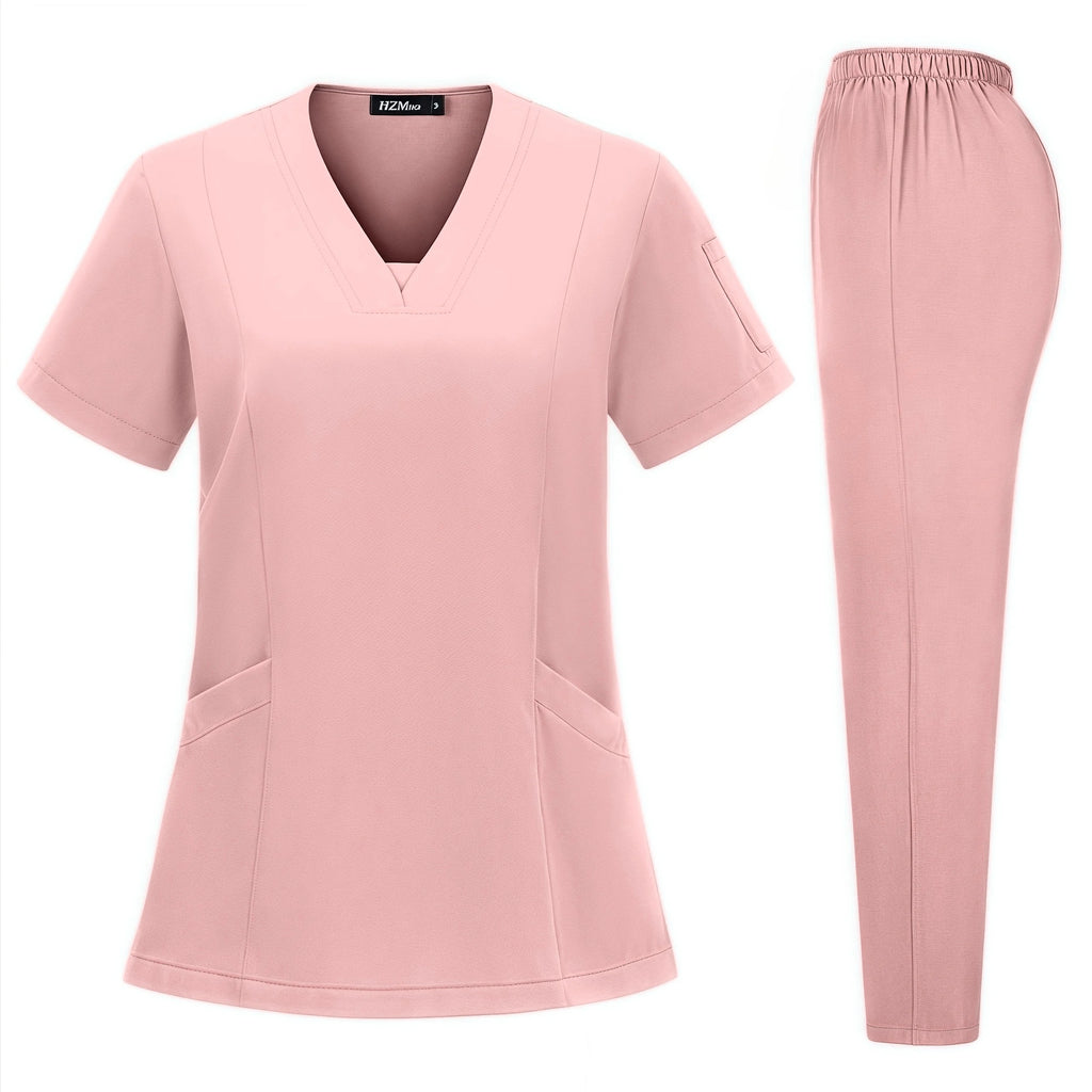 High Quality Hospital Scrubs Uniform Set Nurse Polyester Spandex Stretch Women Scrub Sets Uniforms Nursing Men Medical Scrubs