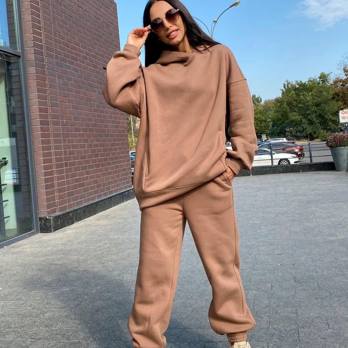 autumn tracksuit outfit set Women Two Piece Set hoodies Hooked Leisure Wide Leg Long Pants Sets Slim Fit Office Ladies Autumn