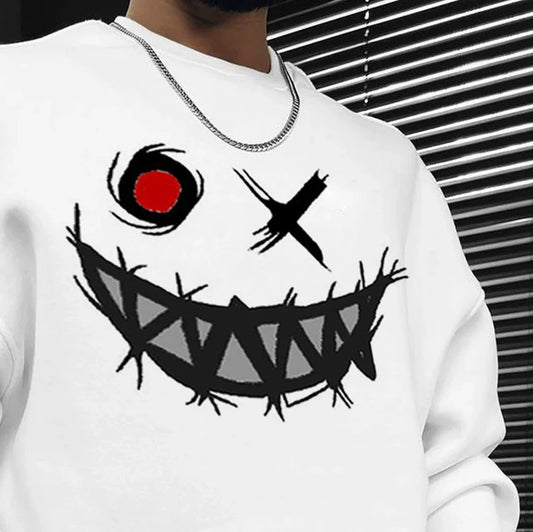 Winter Fashion Heavyweight Retro Men's English Letters 100% Cotton High Quality Printed Round Neck Sweater Fitness Sports