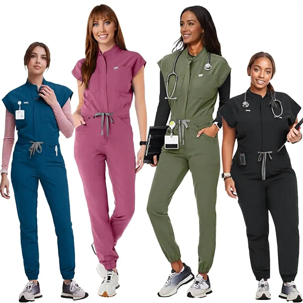 New Nurse Clothing Jumpsuits Medical Surgical Coverall Uniforms Beauty Salon SPA Clinic Pet Scrub Workwear High Quality Bodysuit