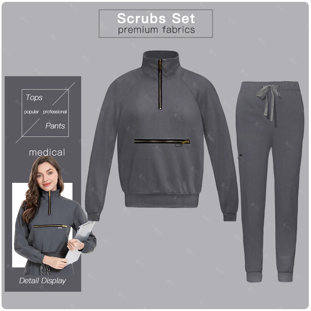 Surgical Uniforms Woman Beauty Salon Spa Work Clothes Long Sleeve Nursing Sets Medical Uniforms Clinical Suits Top Jogging Pants