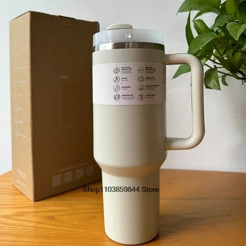 40oz Stainless Steel Vacuum Mug Double-Wall Insulated Travel Cup with Handle Straw Lid for Hot And Cold Beverages