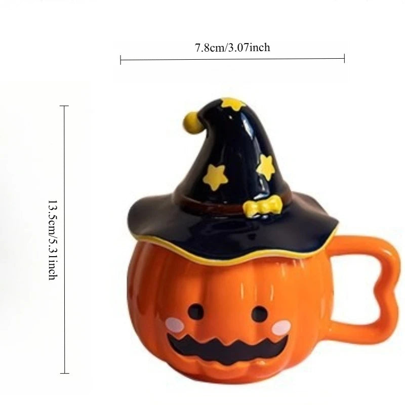 Creative Funny Pumpkin Water Cup High-looking Cute Cup Gift with Cover Christmas Mug Birthday Gift