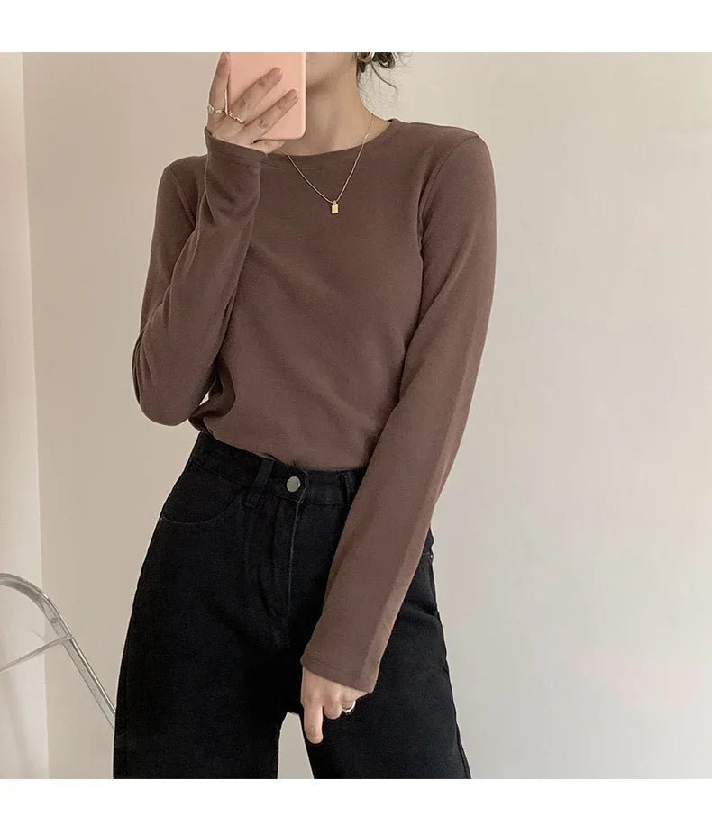 Winter Women Sweater T Shirt Women  Oversize T-Shirt Woman Clothes Female Tee Tops Pullover Long Sleeve Tube Knitted Tshirt Top