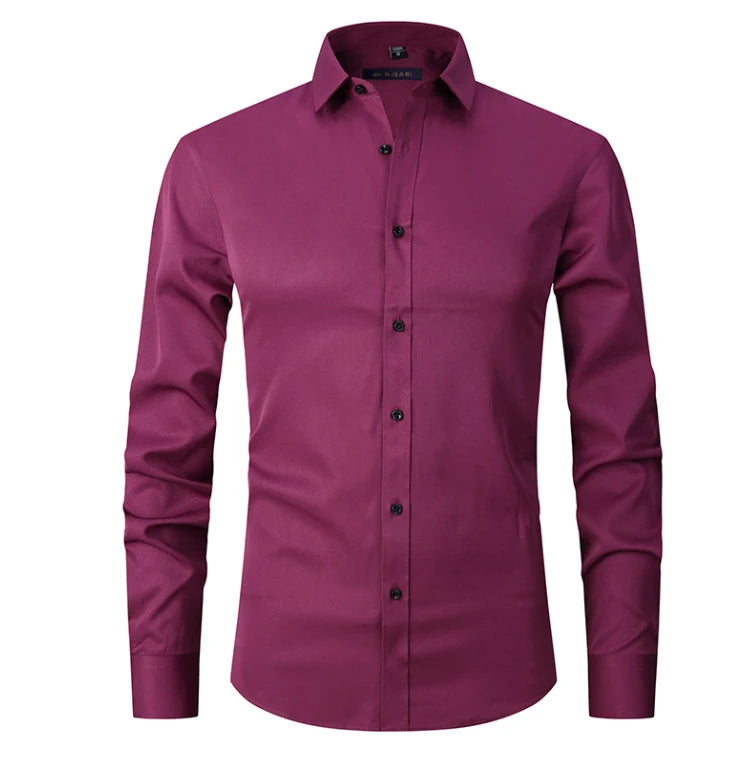 6XL 7XL 8XL Spring and Autumn Shirt Men's Long Sleeve Large Luxury Business Casual Slim Solid Color Wrinkle Free Press