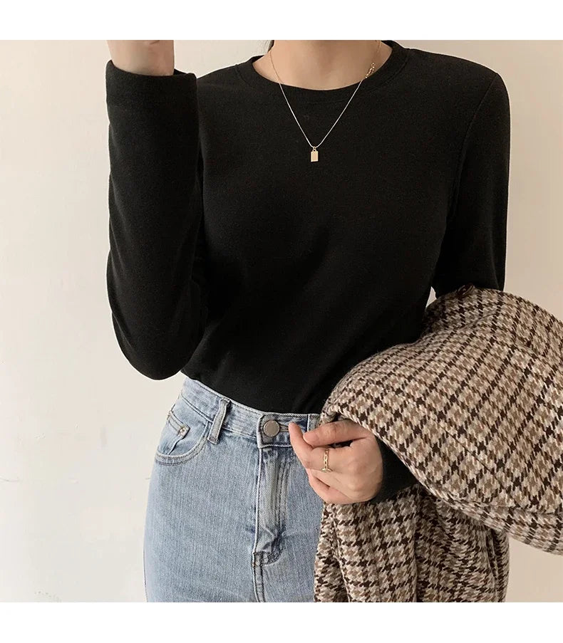 Winter Women Sweater T Shirt Women  Oversize T-Shirt Woman Clothes Female Tee Tops Pullover Long Sleeve Tube Knitted Tshirt Top