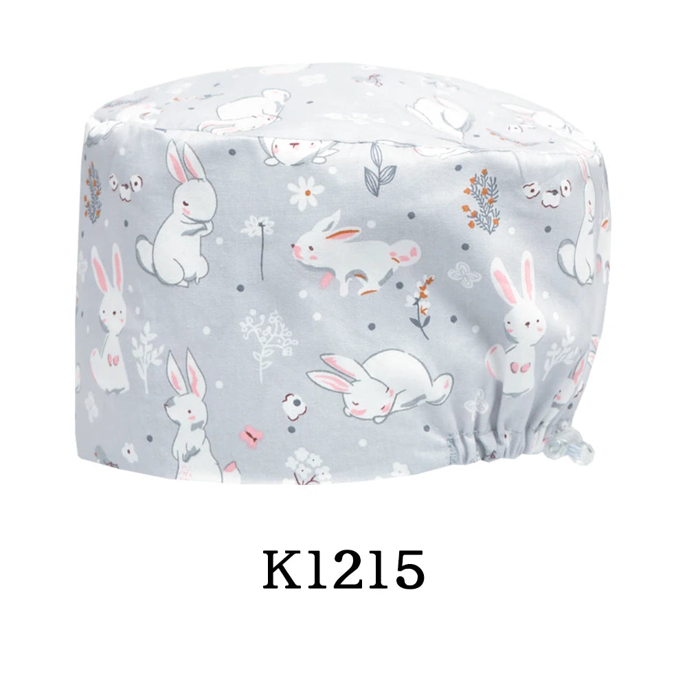 Printed Scrub Caps Dental Nursing Hats Durable Women Pediatric Cap Care Center Work Hat Comfortable  Aesthetic Scrub Cap K1235