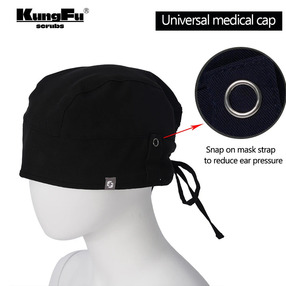 KUNGFU SCRUBS unisex scrubs cap sweat-absorbent surgical cap medical workcap nursing hats with elastic section