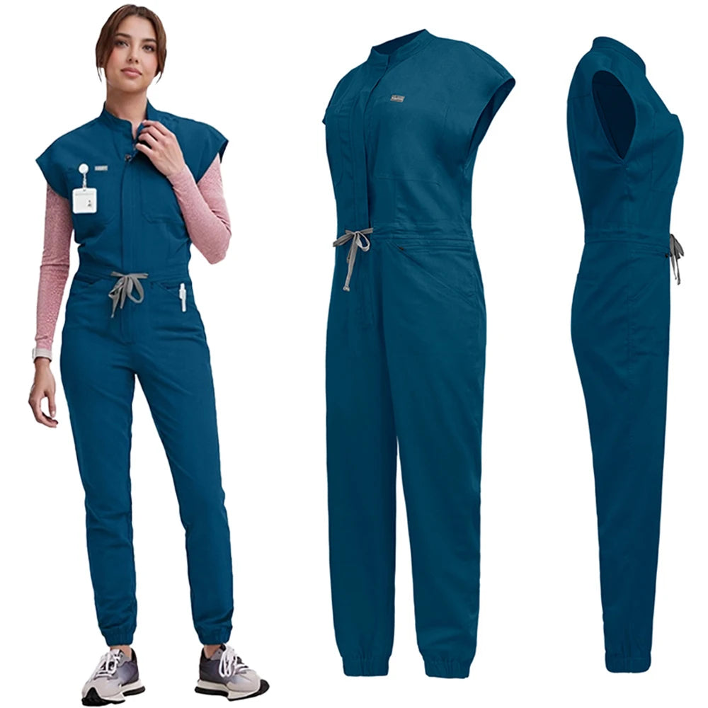 New Nurse Clothing Jumpsuits Medical Surgical Coverall Uniforms Beauty Salon SPA Clinic Pet Scrub Workwear High Quality Bodysuit
