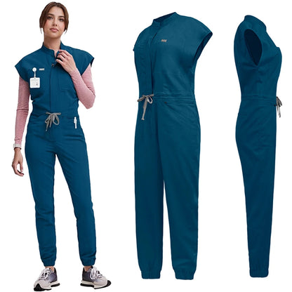 New Nurse Clothing Jumpsuits Medical Surgical Coverall Uniforms Beauty Salon SPA Clinic Pet Scrub Workwear High Quality Bodysuit