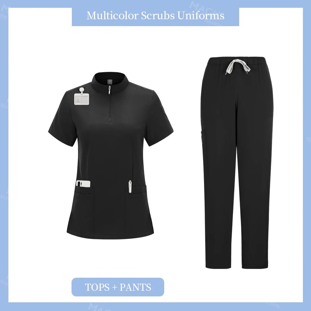 Surgical Uniforms Woman Nursing Sets Pocket Top Straight Pants Medical Nurse Uniform Scrubs Clinical Beauty Salon Hospital Suits