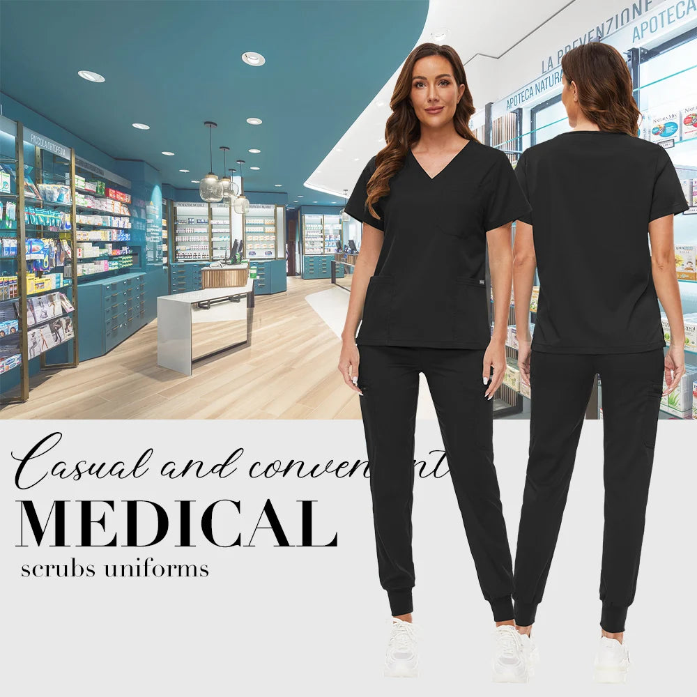 Hospital Scrub Sets Uniform Women Jogger Suit Nurse Accessories Medical Surgical Scrub Sets Pharmacy Healthcare Work Wear Unisex