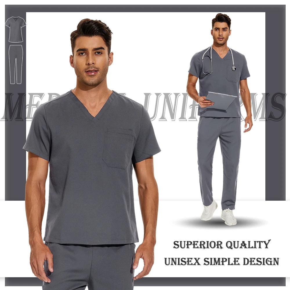 Nursing Scrubs Set High-quality Anti-Wrinkle Thick Medical Surgical Uniforms Hospital Tops Pants Doctor Nurse Uniforms Men Women