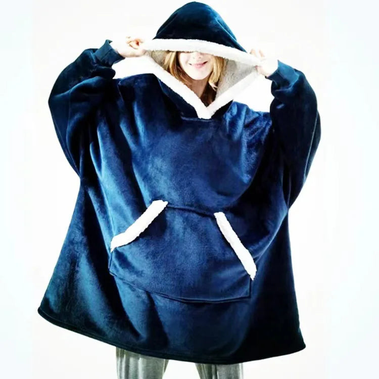 Winter Hoodies Sweatshirt Women  Pullover Fleece Giant Oversized Blanket with Long Flannel Sleeves
