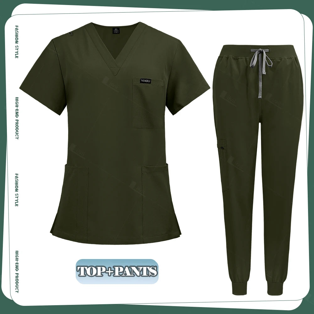 S-XXL Unisex Medical Uniforms Scrub Women Men Clinical Nursing Uniform Doctor Nurse Scrub Set Dentist Workwear Surgery Top Pants