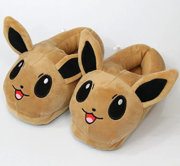 Pokemon Pikachu Eevee Snorlax Squirtle Indoor Slippers Flat Home Cute Cartoon Slippers Unisex Couple Animal Warm Non-slip Shoes