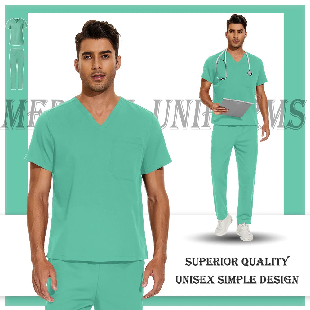 Nursing Scrubs Set High-quality Anti-Wrinkle Thick Medical Surgical Uniforms Hospital Tops Pants Doctor Nurse Uniforms Men Women