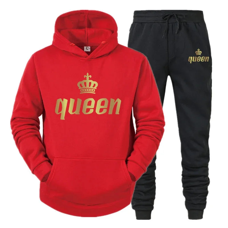 2024 Couple Outfits Hoodie and Jogger Pants High Quality Men Women Daily Casual Sport Jogging Suit King Queen Tracksuits Sets