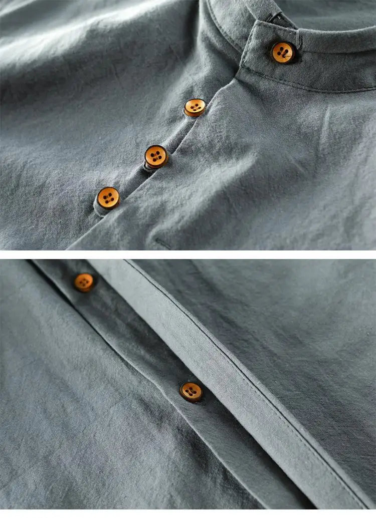 Plus Size 6XL 7XL Men's Casual Cotton Linen Shirt Formal Retro Long Sleeve Soft Loose Shirts Male Oversized Clothing Shirts Tops
