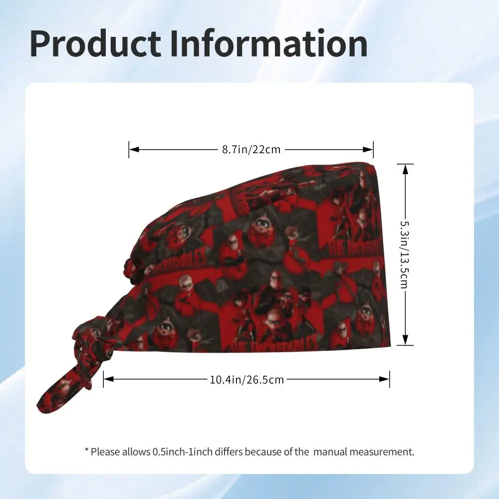 Custom The Incredibles Medical Staff Scrubs Hat Men Women Superhero Anime Doctor Nursing Surgical Cap Scrub Caps