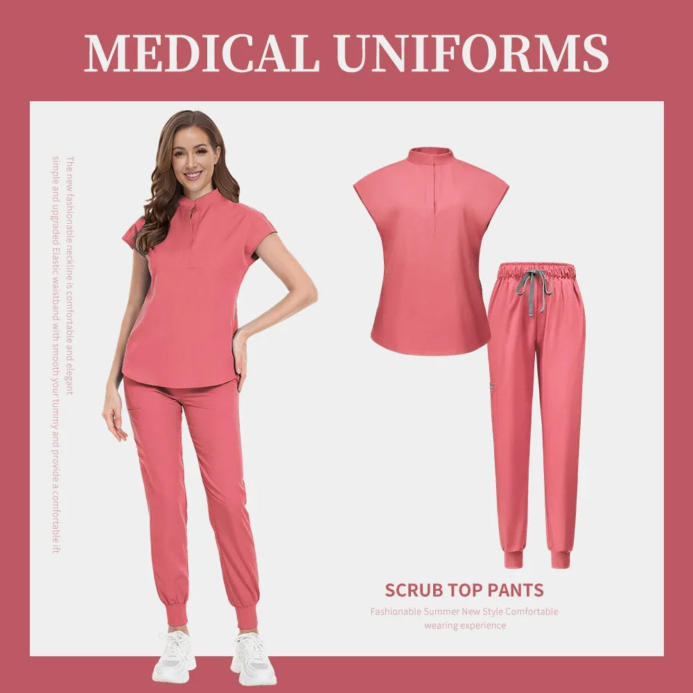 Fashion Scrub Uniforms Sets Beauty Salon Uniform Pet Dental Clinic Doctor Nurse Suits Nursing Scrubs Top Hospital Uniforms Women