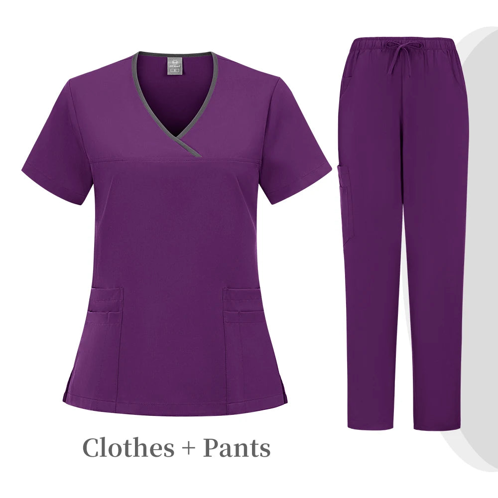 High quality color doctor nurse uniform scrubbing set Medical clothing Beauty salon work quick drying women's medical