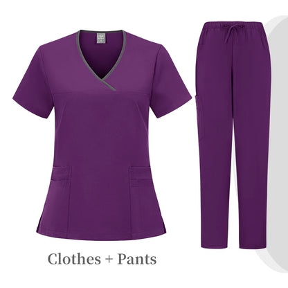 High quality color doctor nurse uniform scrubbing set Medical clothing Beauty salon work quick drying women's medical