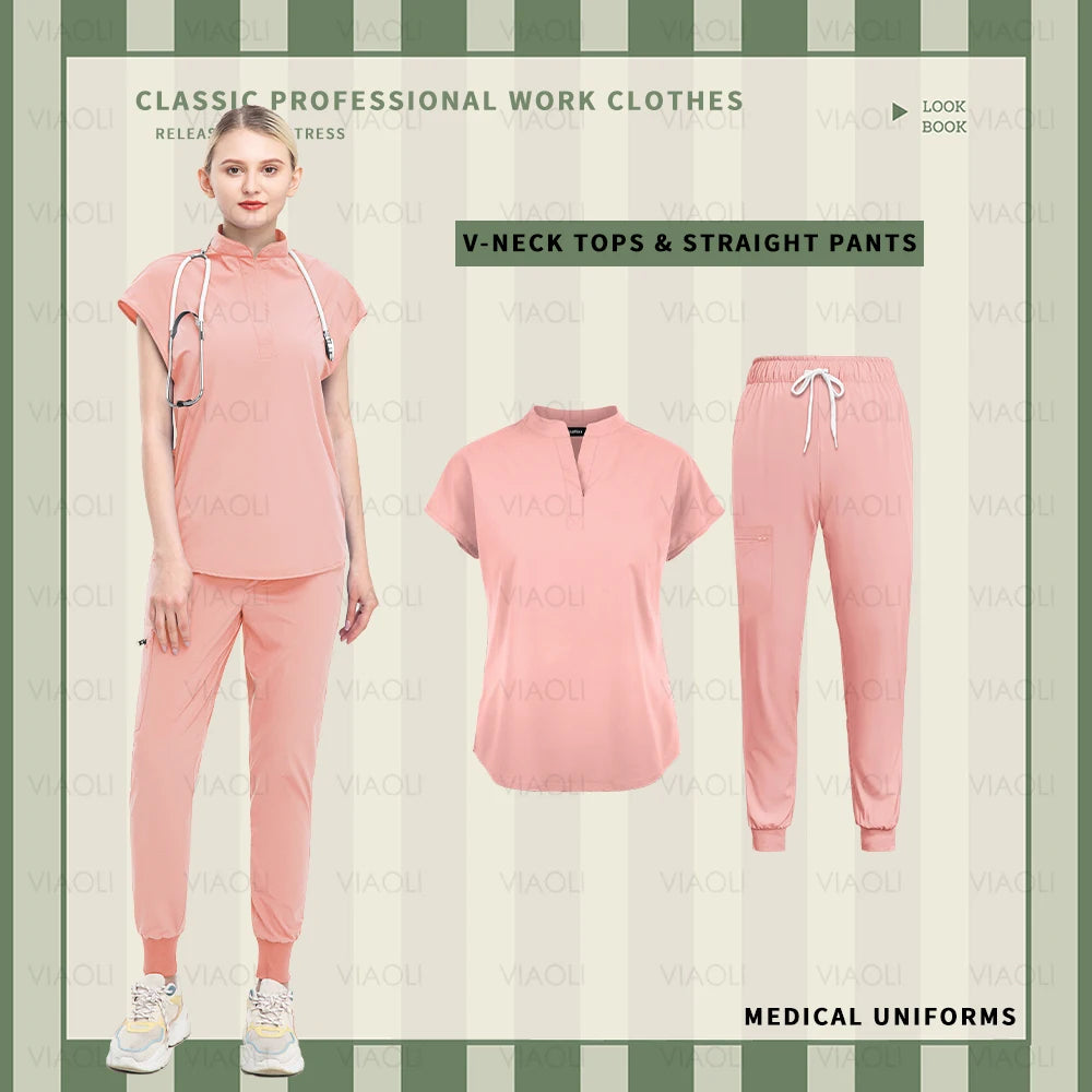 Fashion Clinical Surgical Uniforms Medical Scrubs Uniforms Sets Women Hospital Working Clothes Nurse Accessories Dental Workwear