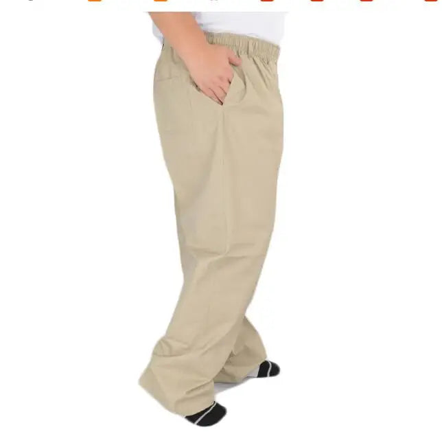 Plus size 8XL 11XL 13xl middle-aged men's summer thin elastic band high waist cotton casual trousers Dad oversize 9XL 8XL 7XL