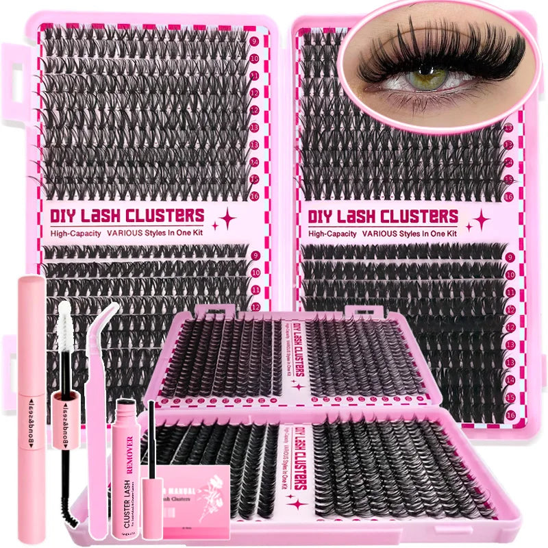 30D+40D+60D+80D False Eyelashes Set 9-16mm MIxed Individual False Eyelashes with Lash Applicators