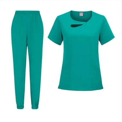 New Medical Doctor Nurse Surgical Uniforms Woman Scrub Set Beauty Salon Work Wear Clinical Scrubs Top-Pants Spa Nursing Tunic