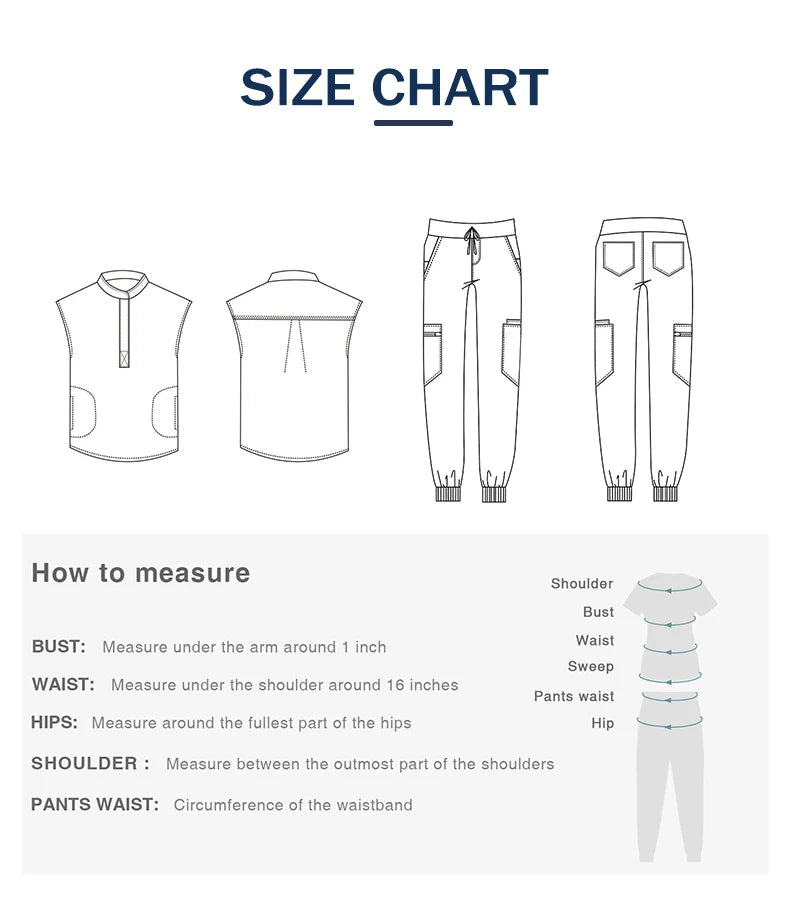 Premium Women's Scrub Sets Mandarin Collar Nurse Uniform Doctor Clothes Tunic Jogger Pant Surgical Scrubs Outfit 10 Pockets S180