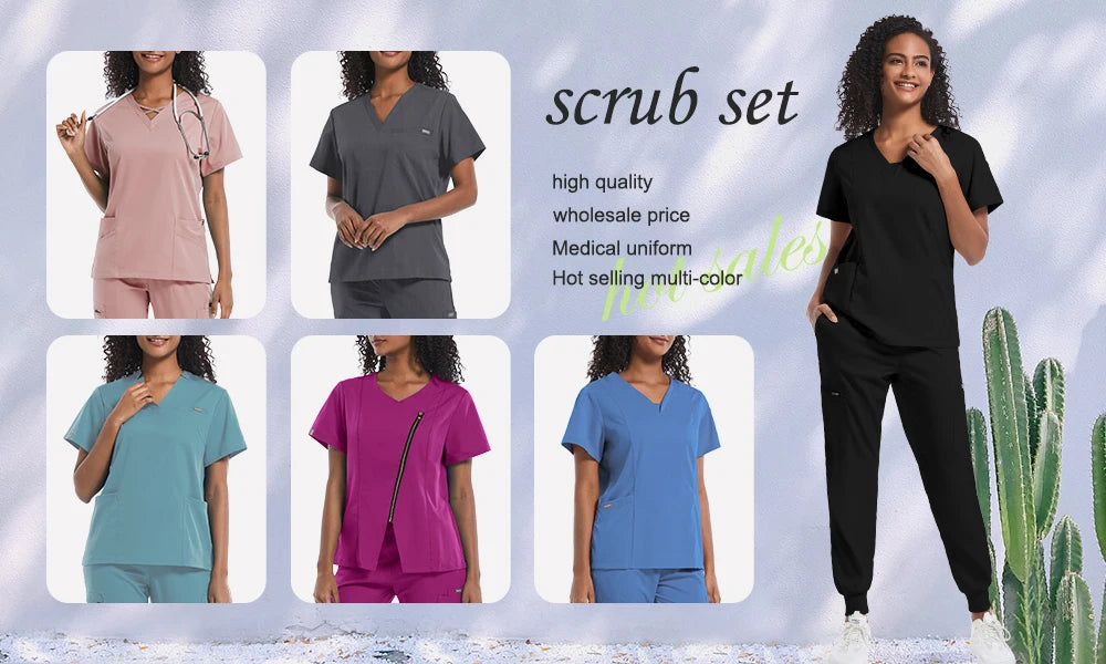 Scrub Sets Uniform Women Joggers Hospital Accessories Medical Surgical Gown Pharmacy Healthcare Work Wear Unisex Mens Scrub Soft