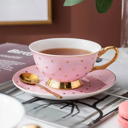 Ceramic Coffee Cup with Saucer Elegance Candy Colored Cute Girls' Afternoon Tea Mug Milk Latte Cups Luxury Ceramic Tea Cup Set