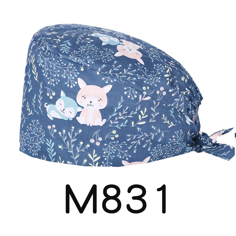 LONG HAIR Scrub Caps Surgical Medical Hats Cotton Nursing Caps Breathable Bouffant Healthcare Chef Pediatric Veterinary Hats M81