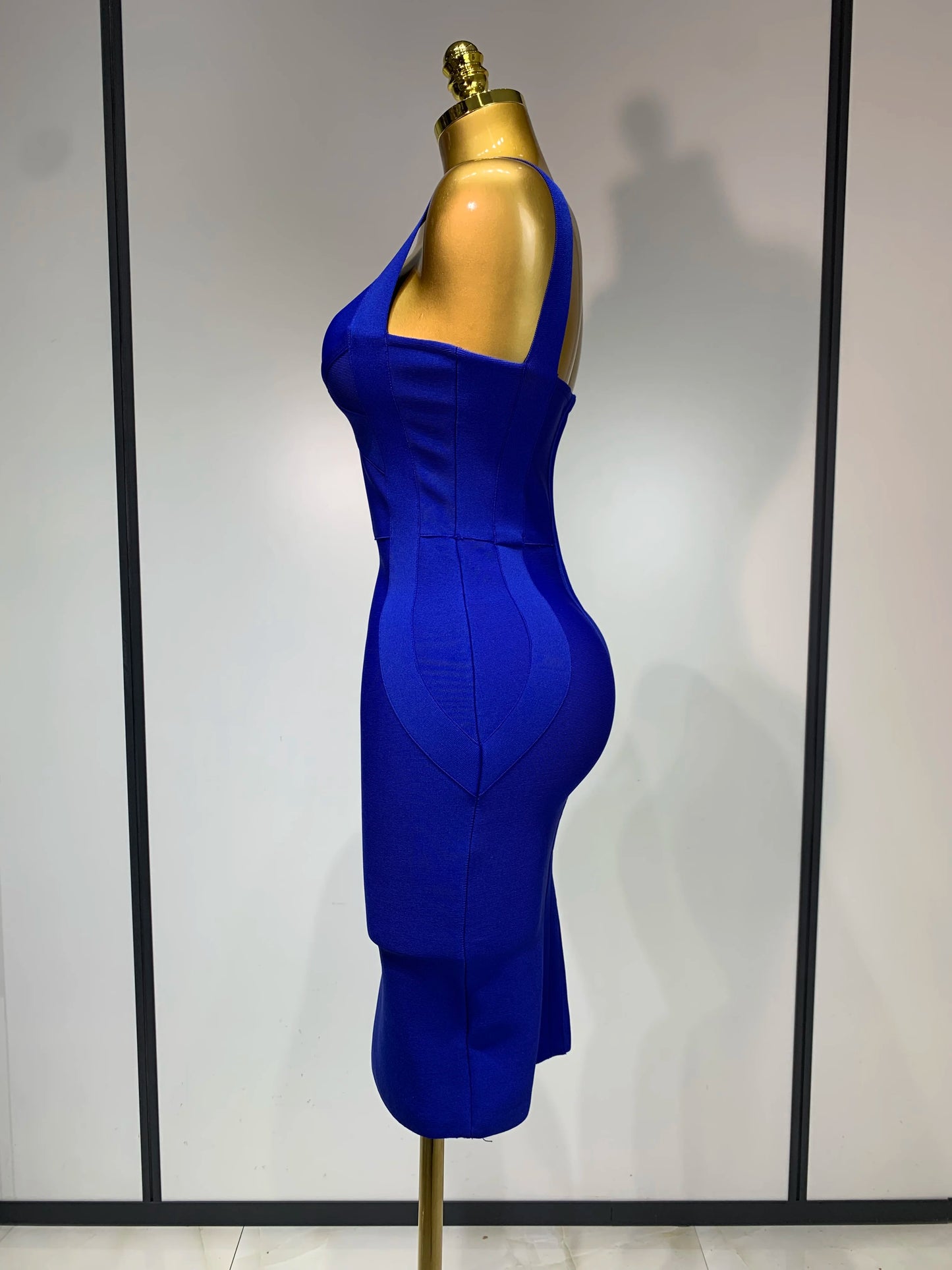 Women Sexy High Quality Celebrity Elegant Blue Bodycon Stretch Bandage Dress Nightclub Party Dress Luxury Birthday Vestidos