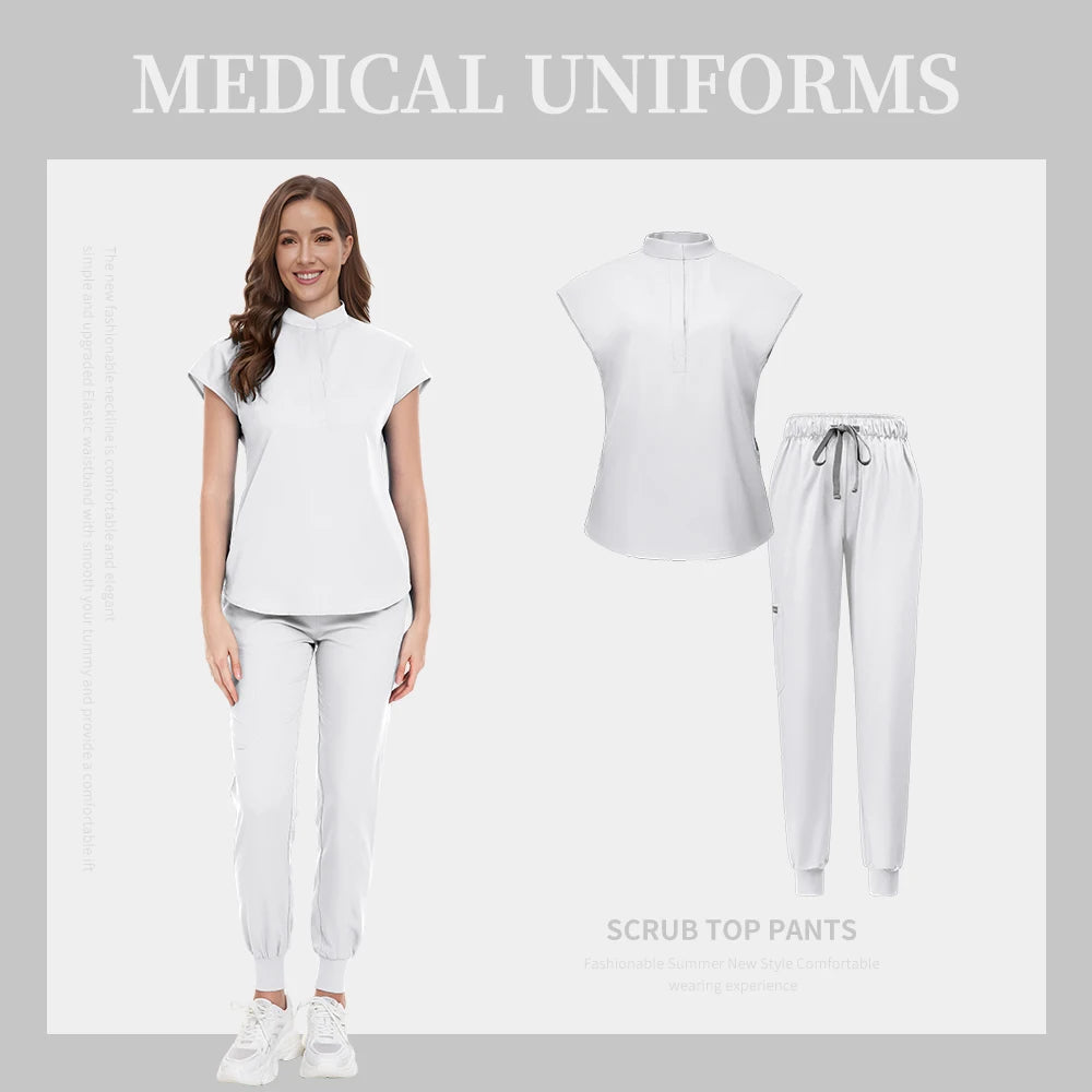 Fashion Scrub Uniforms Sets Beauty Salon Uniform Pet Dental Clinic Doctor Nurse Suits Nursing Scrubs Top Hospital Uniforms Women