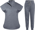 niaahinn Scrubs Set for Women Nurse Uniform Jogger Suit Stretch Top & Pants with Multi Pocket for Nurse Esthetician Workwear