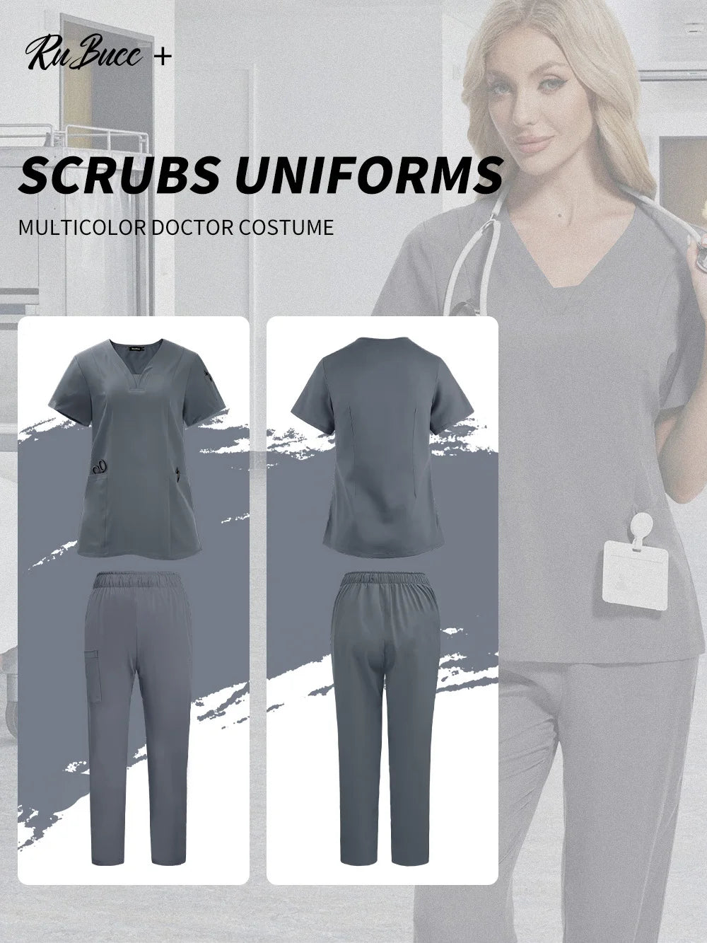 Pet Grooming Institutions Scrub Set Unisex V-Neck Beauty Salon Work Clothes Spa Uniforms Dentistry Surgical Scrub Tops Pants Set