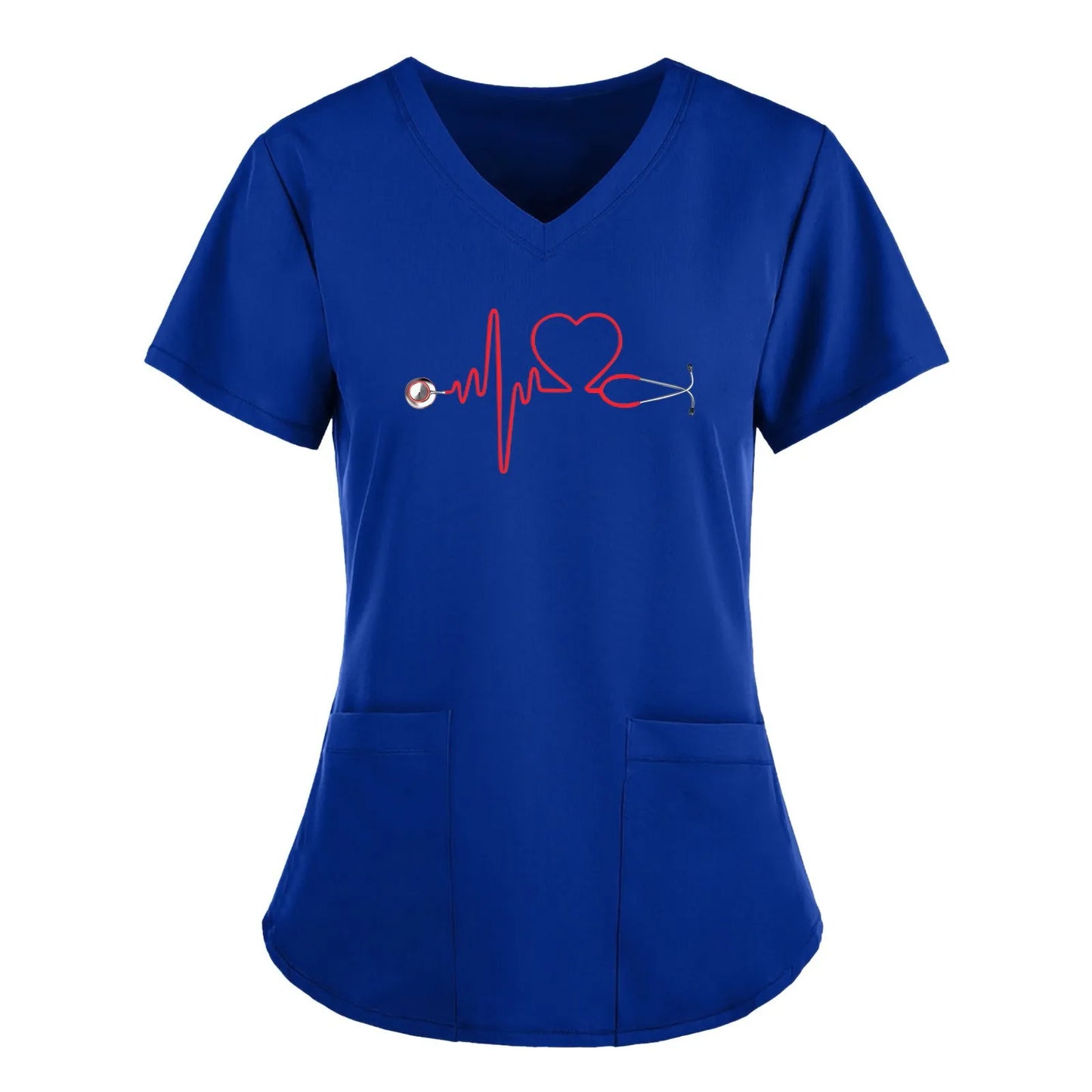 Scrubs Medical Uniforms Woman Top Fashion V Neck Soild Short Sleeve Tops Pocket Working T-Shirts Blouse Women's Athletic Shirts