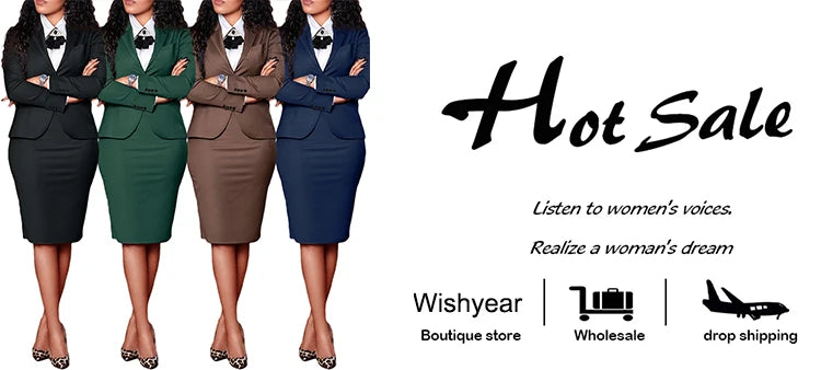Fashion Office Blazer Suits for Women Notched Long Sleeve jacket and Hip Package Skirt 2 Pieces Sets Female business Work Outfit