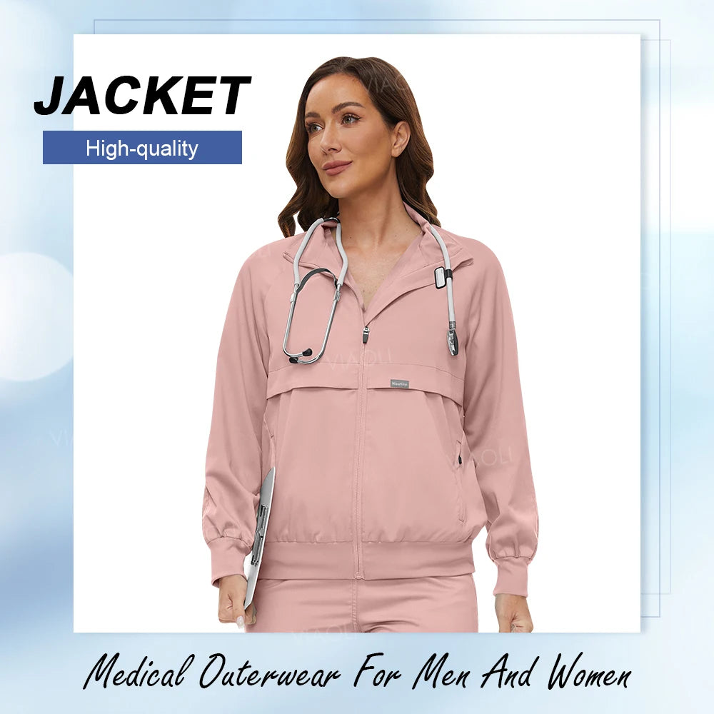 Medical Nursing Hospital Uniform Jacket Scrubs Uniforms Men Top Scrub Women Doctor Nurse Work Clothes Veterinary Pet Clinic Coat
