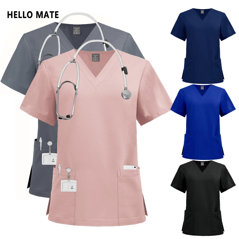 Wholesale Scrubs Top Medical Surgical Uniform Scrub Blouse Unisex Hospital Working Clothing Pharmacy Nurse Shirt Dental Workwear