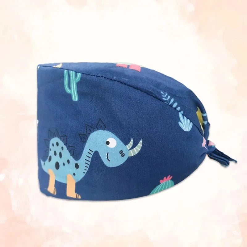 Nurse Scrubs Cap Adjustable Scrubs Hat Unisex Cotton Pink Print Nursing Caps Accessories Medical Work Hat Pet Shop Surgicals Hat