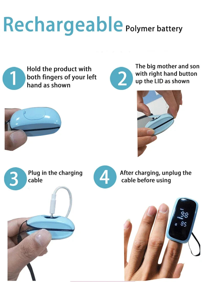 Rechargeable Fingertip Pulse Oximeter Medical Oximeter Strap Lanyard Blood Oxygen Saturation Monitor Digital LED Display Child