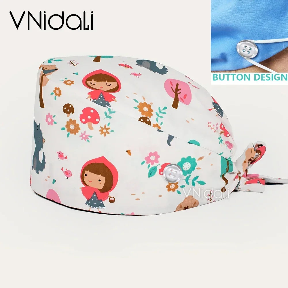 medical supplies nurse accessories nursing caps nurse hair cap surgical cap women surgery cap cartoon with button