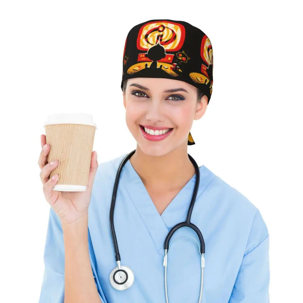 Custom The Incredibles Medical Staff Scrubs Hat Men Women Superhero Anime Doctor Nursing Surgical Cap Scrub Caps