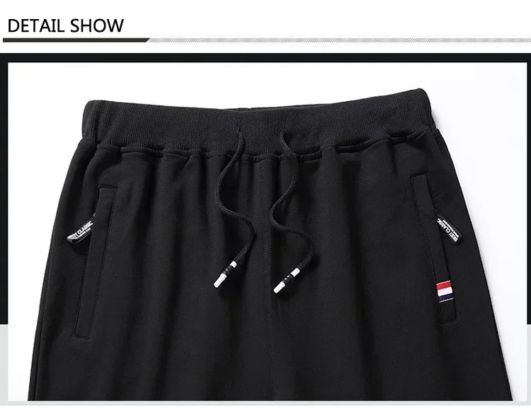 Spring Pants Men Fitness Sportswear Tracksuit Elastic Waist Sweatpants Cotton Trousers Loose Gyms Jogger Track Pants Mens M- 8XL