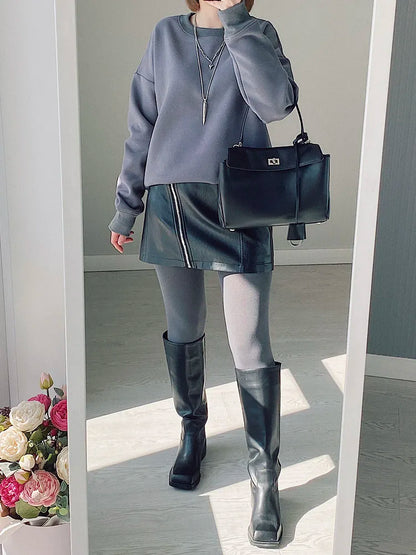 Winter Fleece Sweatshirts For Women Oversized Top Warm Pullovers Black Loose O Neck White Thick Velvet Sweatshirt Women Warm